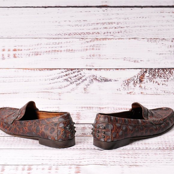 Cole-Haan -Brown Alligator Grain Leather, Womens Slip.On Casual Loafers (6.5 B) - Picture 4 of 5